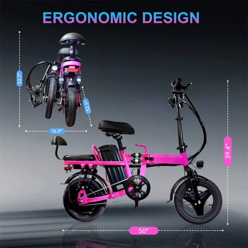 Pink Folding 500W Commuter E-Bike