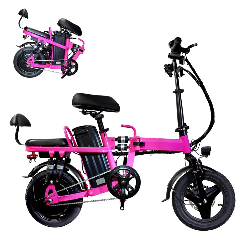 Pink Folding 500W Commuter E-Bike