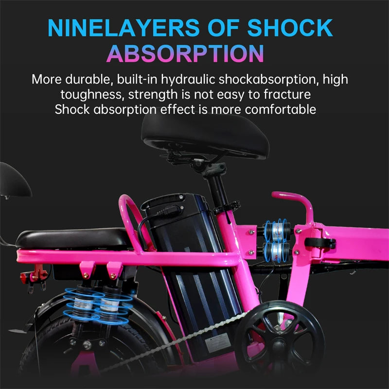 Pink Folding 500W Commuter E-Bike